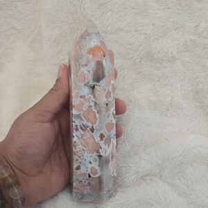 Large Cotton Candy Agate Tower With Druzy Pockets.